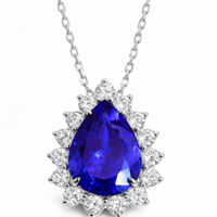 Ciondolo Oro Bianco 18K con Tanzanite e Diamanti