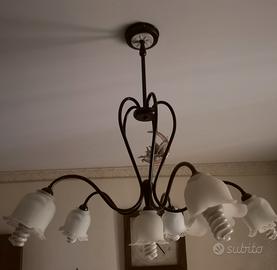 Lampadario in Ferro Battuto / 6 Lampade 