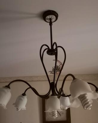 Lampadario in Ferro Battuto / 6 Lampade 