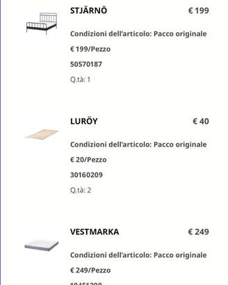 IKEA  letto matrimoniale completo nuovo mai usato