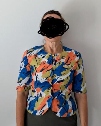 Completo vintage anni '80 in pura seta floreale