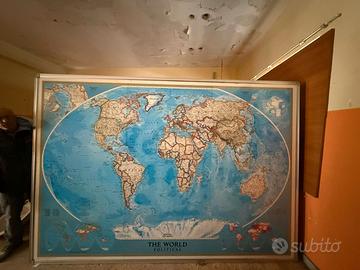 CARTINA GEOGRAFICA CON MONDO PLANISFERO SCUOLE