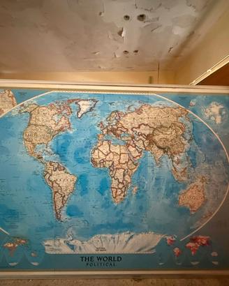 CARTINA GEOGRAFICA CON MONDO PLANISFERO SCUOLE