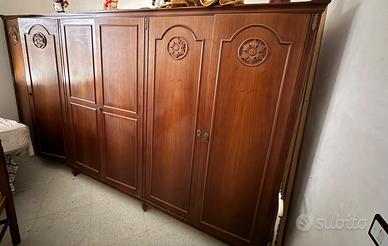 Armadio + comodino e cassettiera legno