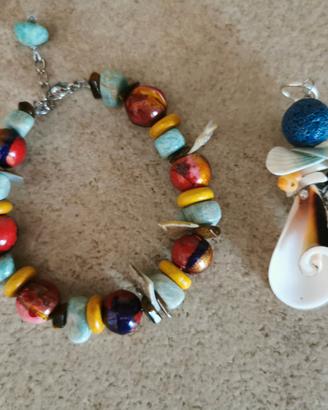 Coppia bracciale + ciondolo conchiglie