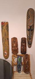 Sei maschere tribali etniche africane in legno
