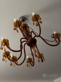 Lampadario Murano vetro e acciaio