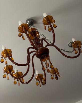 Lampadario Murano vetro e acciaio