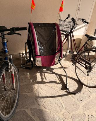 Rimorchio bici per 2 bambini (carrellino)