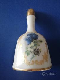 Cinque campanelle in porcellana ceramica ottone