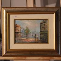 DANIELE FINI OLIO SU TAVOLA "PARIGI" 13X18 1998