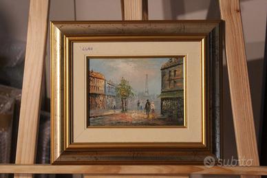 DANIELE FINI OLIO SU TAVOLA "PARIGI" 13X18 1998