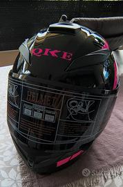 Casco moto integrale QIKE – design nero/rosa