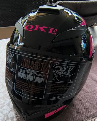 Casco moto integrale QIKE – design nero/rosa