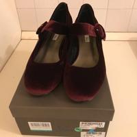 Scarpe donna in velluto bordeaux