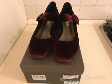 Scarpe donna in velluto bordeaux
