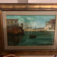 Dipinto veduta fortezza vecchia Livorno