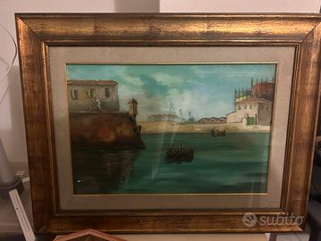 Dipinto veduta fortezza vecchia Livorno
