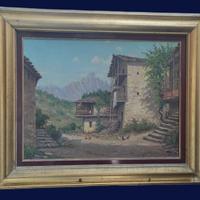 dipinto olio su tavoletta Molinari