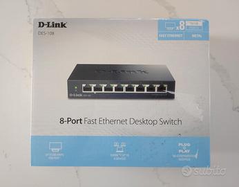 D-Link DES-108 Switch 8 Porte Fast Ethernet, Nero.
