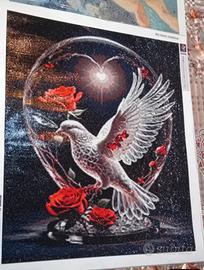 Quadro Colomba e Rose Diamond Painting