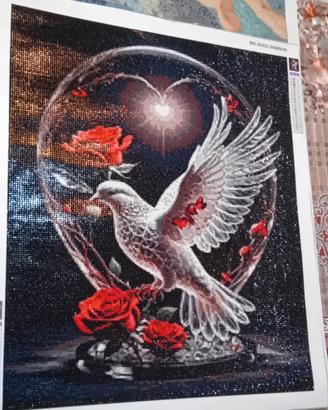 Quadro Colomba e Rose Diamond Painting