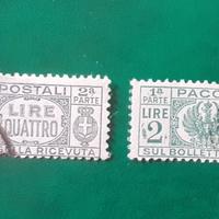 Regno 1927/32- pacchi postali- 2 e 4 lire usati
