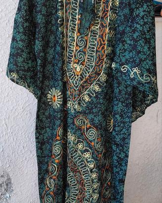 Abito vintage Lungo caftano boho chic ricami