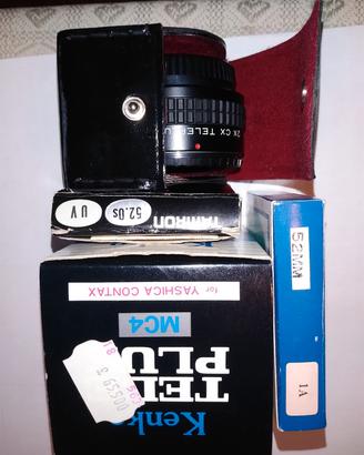 duplicatore di focale kenko e flash professionale 