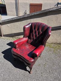 Poltrona vintage stile Chesterfield in pelle borde