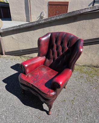 Poltrona vintage stile Chesterfield in pelle borde