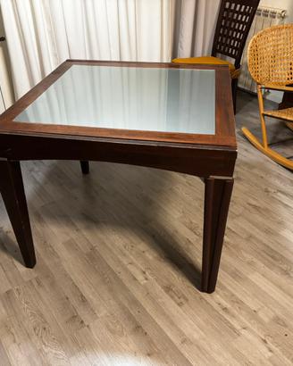 Tavolo allungabile in legno e vetro + 4 sedie