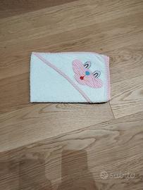 accappatoio neonato rosa a quadretti 