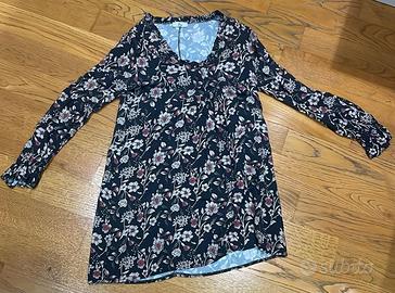 Blusa floreale blu maniche lunghe I am