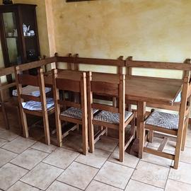 Fratina in castagno massello con panche e 4 sedie