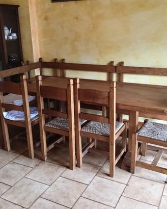 Fratina in castagno massello con panche e 4 sedie