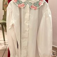 Camicia bimba 10 anno con colletto ricamato