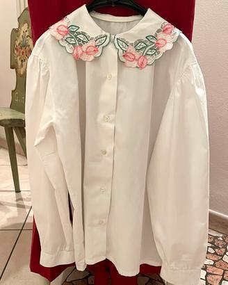 Camicia bimba 10 anno con colletto ricamato