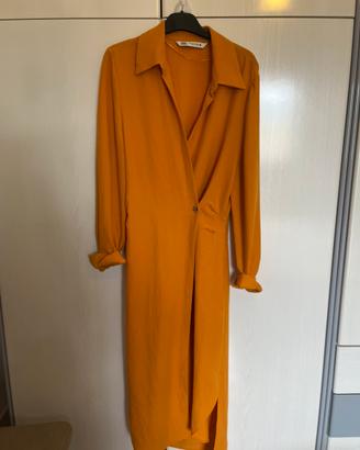 Vestito midi zara con spacchi laterali-arancione