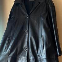 Giacca donna lunga in vera pelle nera 