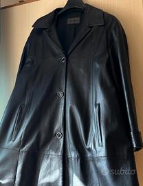 Giacca donna lunga in vera pelle nera 