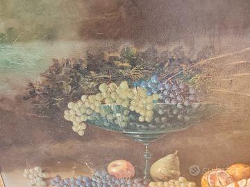 Quadro dipinto a olio raffigurante natura morta