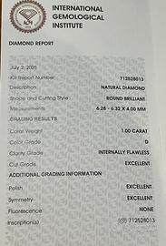 Diamante naturale D IF Ex Ex Ex Sigillato Blister