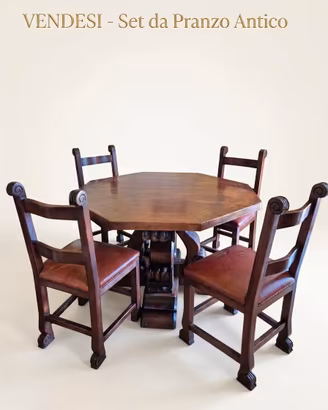 set tavolo e sedie antico