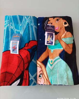 2 teli mare Disney Spiderman Princess 100% cotone