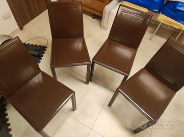 Set 4 Sedie in Cuoio Rigenerato - Design Moderno