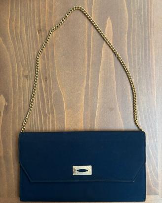 Borsa elegante blu catene dorata