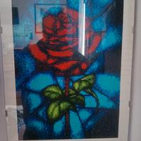 Quadro Diamond Painting rosa rossa 30x40 cm con co