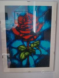 Quadro Diamond Painting rosa rossa 30x40 cm con co