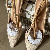 Décolleté beige slingback tacco basso